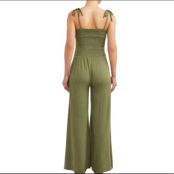 Brand new Smocked Olive Wide Leg Jumpsuit! - Picture 2 of 2